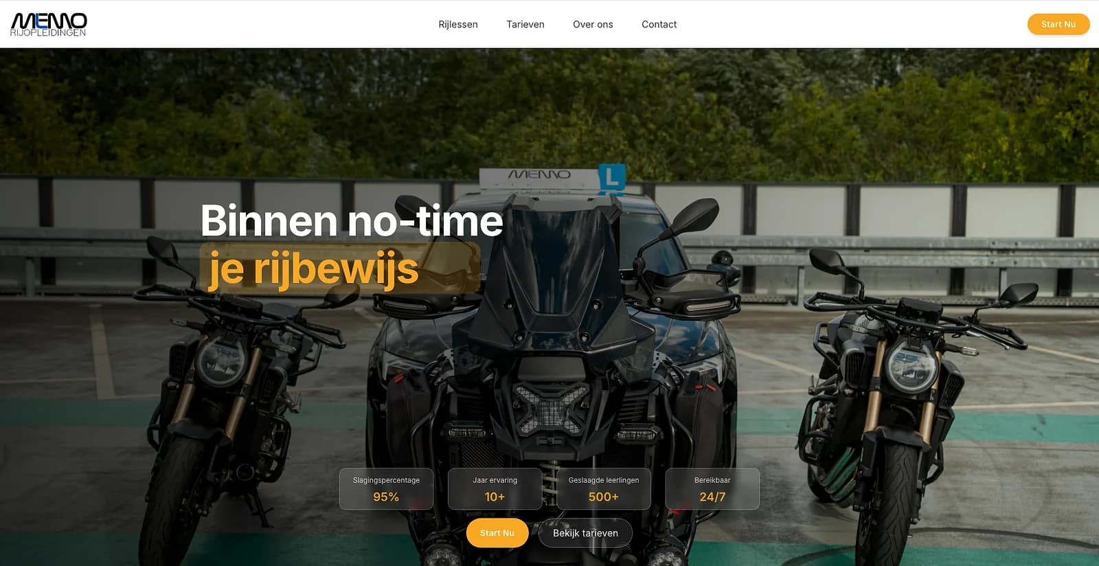 Memo Rijopleidingen website preview