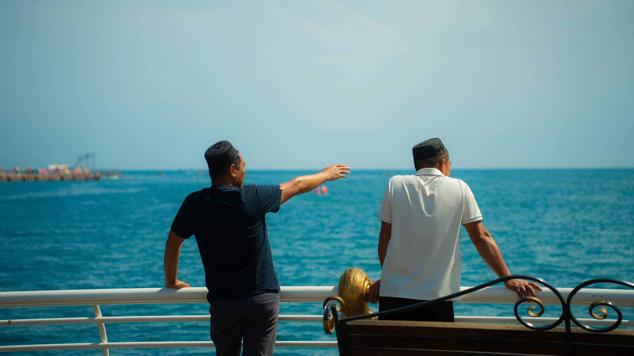 Issyk-Kul lake panorama with Tian Shan mountains