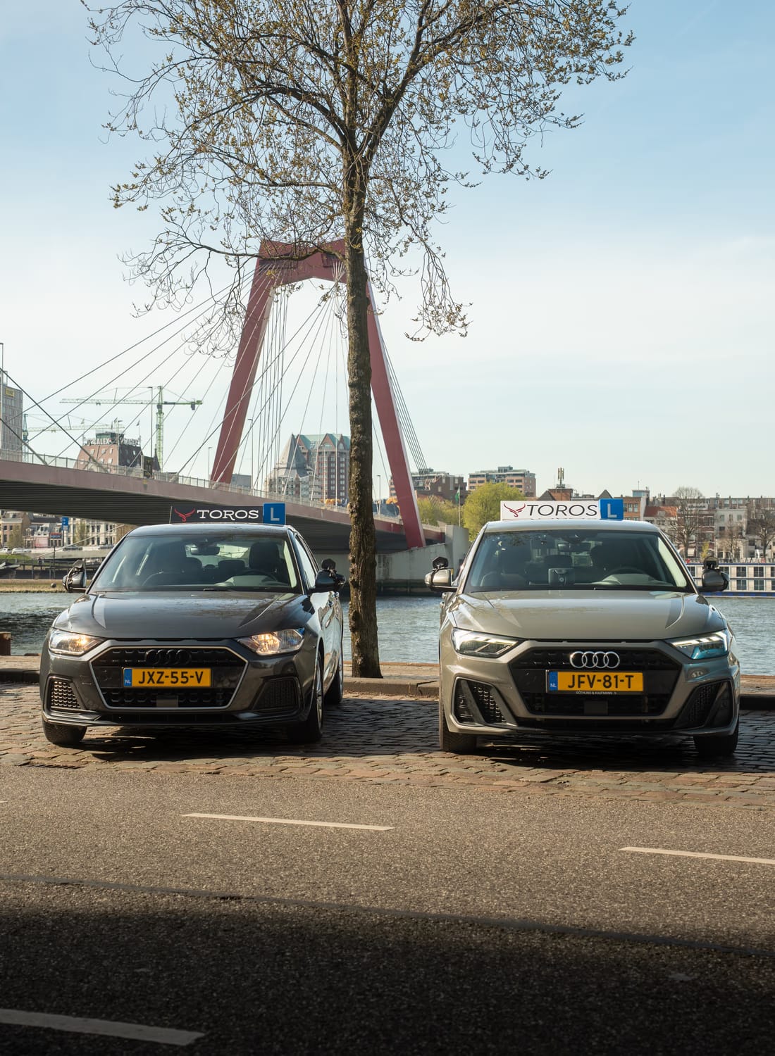 Rijschool Toros lesauto's in verticale compositie