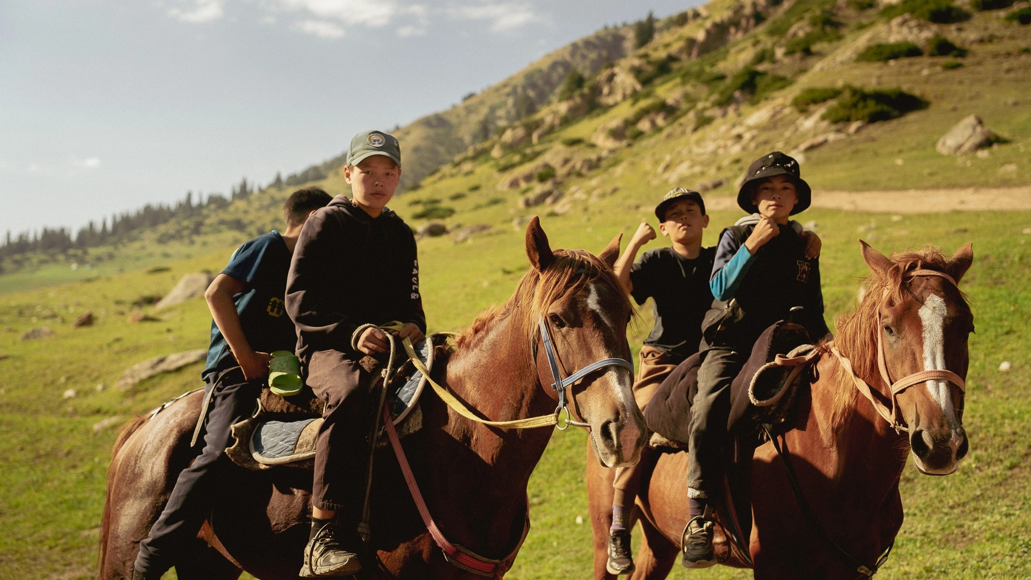 Dramatic mountain vista from valley