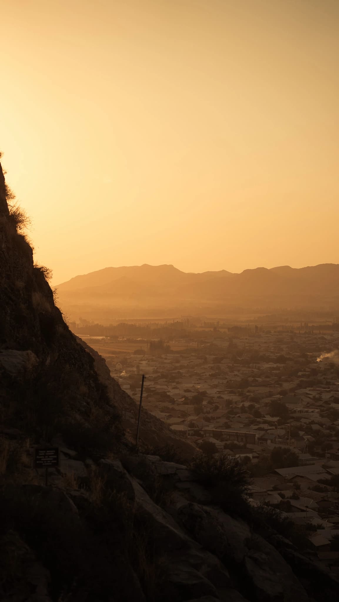 Golden sunset over Sulayman Too mountain