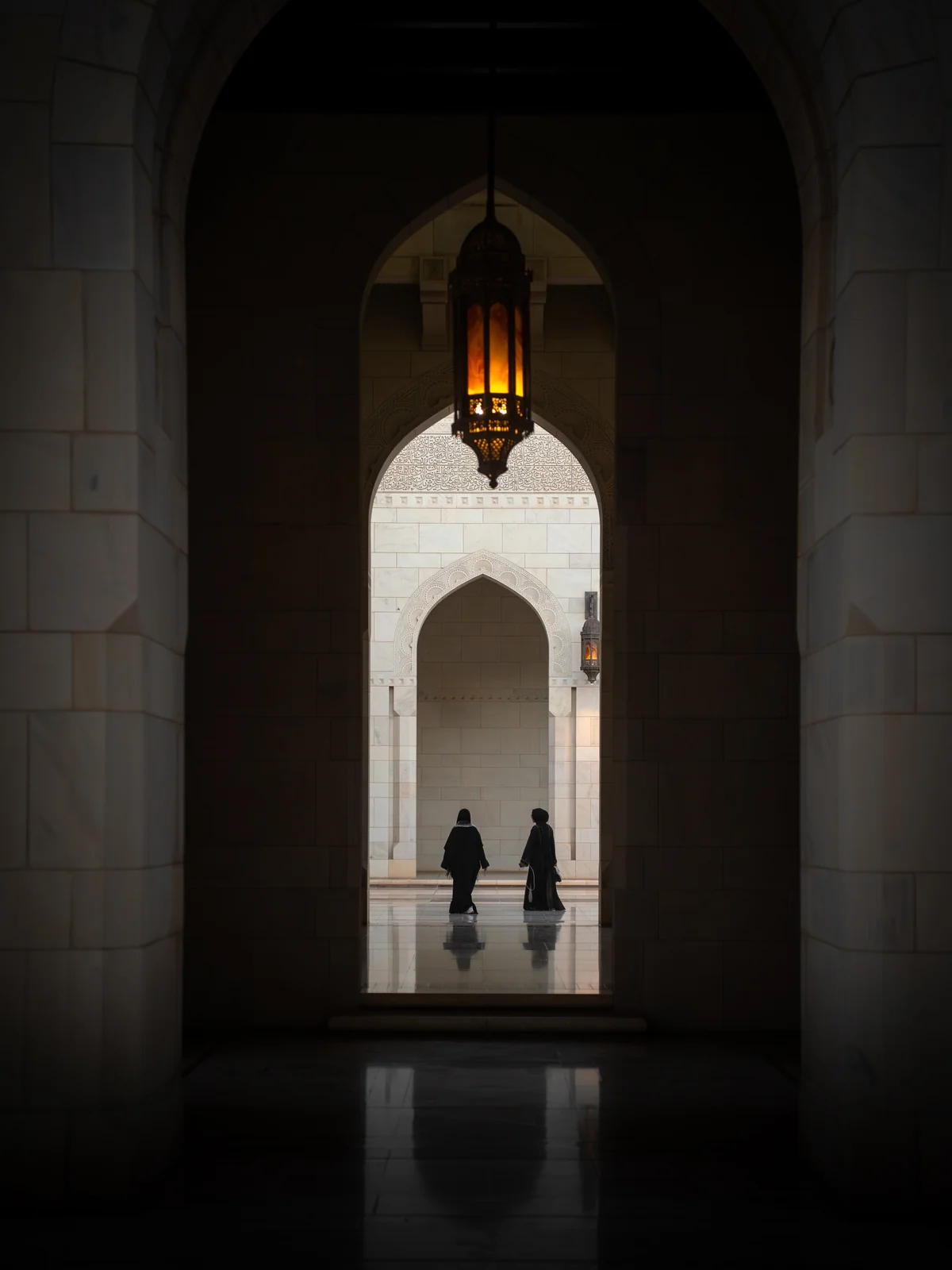 Outer mosque corridor with repeating arches